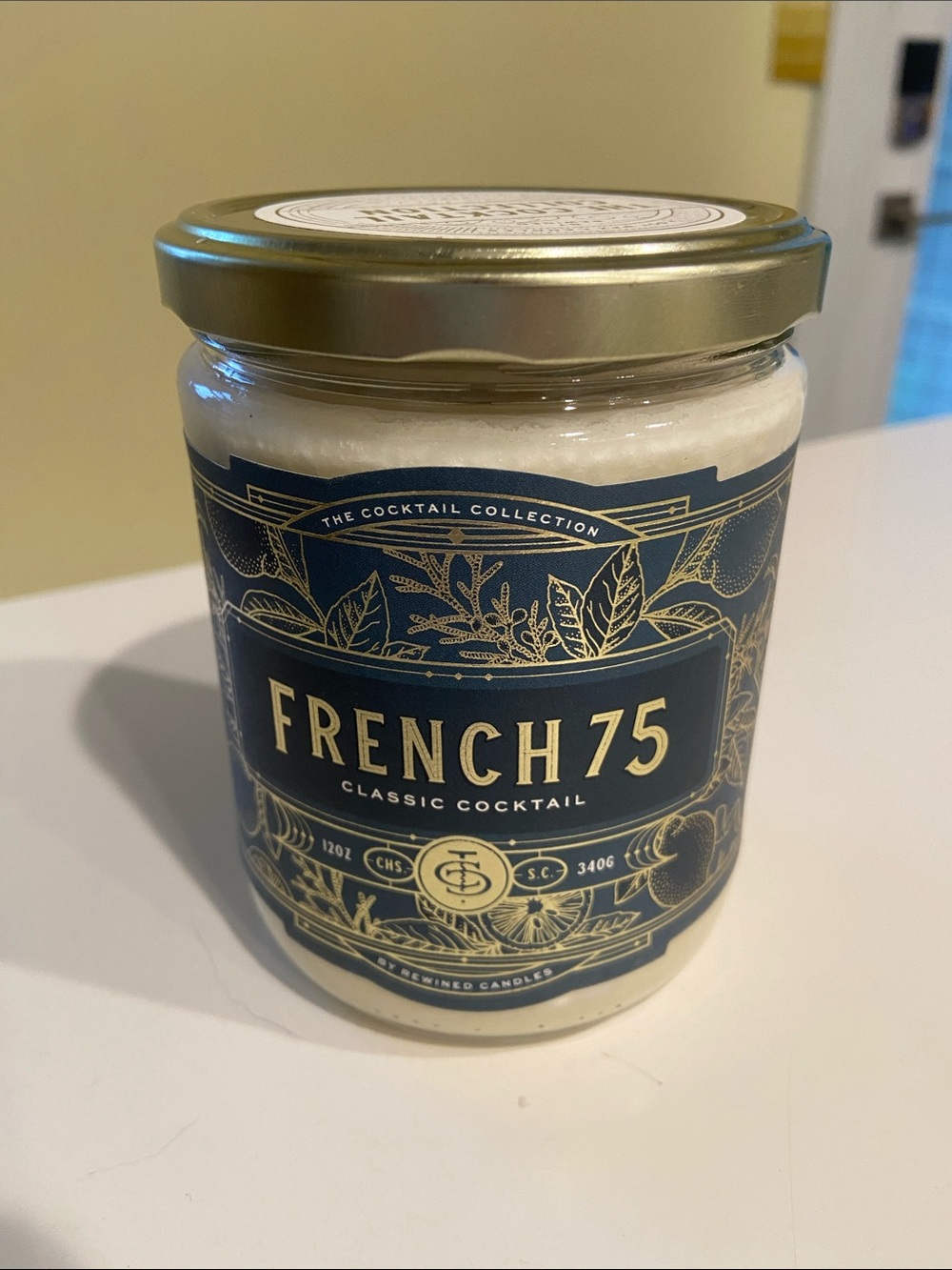 Rewined Candle - The Cocktail Collection French 75 NEW 20 oz in glass container.